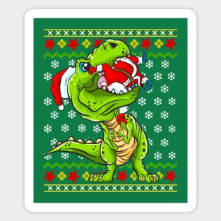 T Rex Eating Santa Claus Ugly Christmas Sweater Magnet